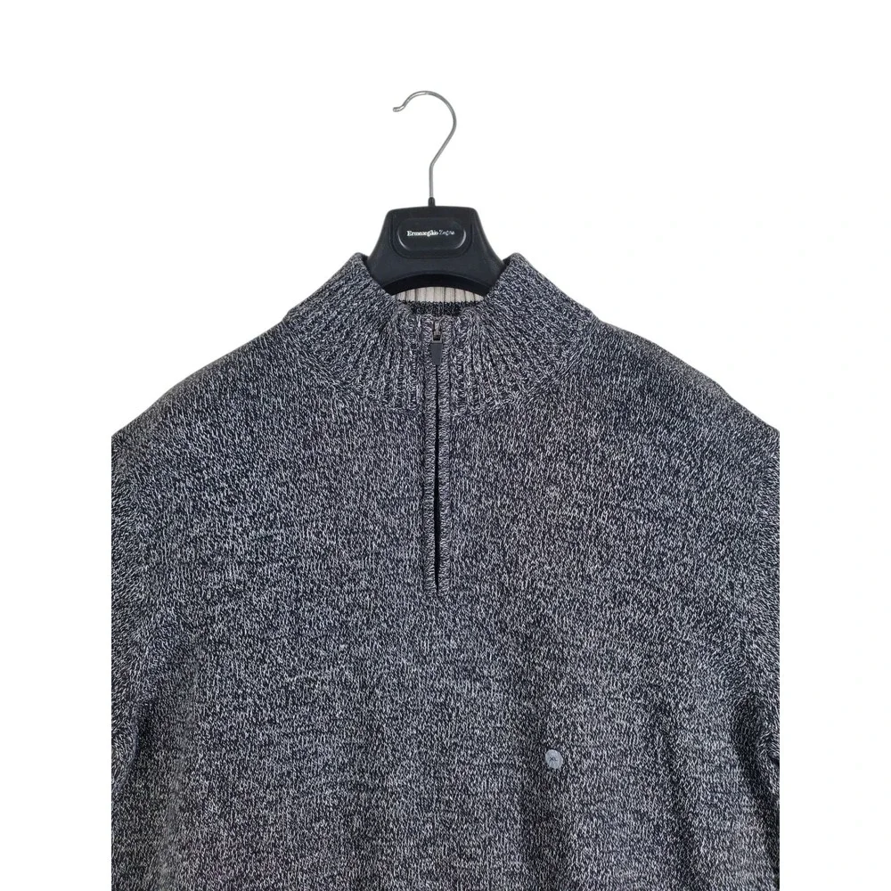 Eddie Bauer Cotton Rag 1/4 Zip Knit Sweater Mens XL Black White Pullover NWT